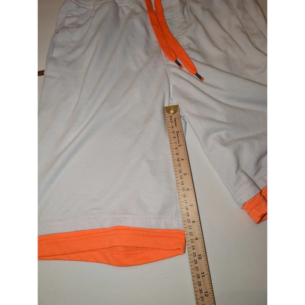 Southpole‎ Shorts Mens S White Orange  Authentic Collection Fleece   Y2K Style